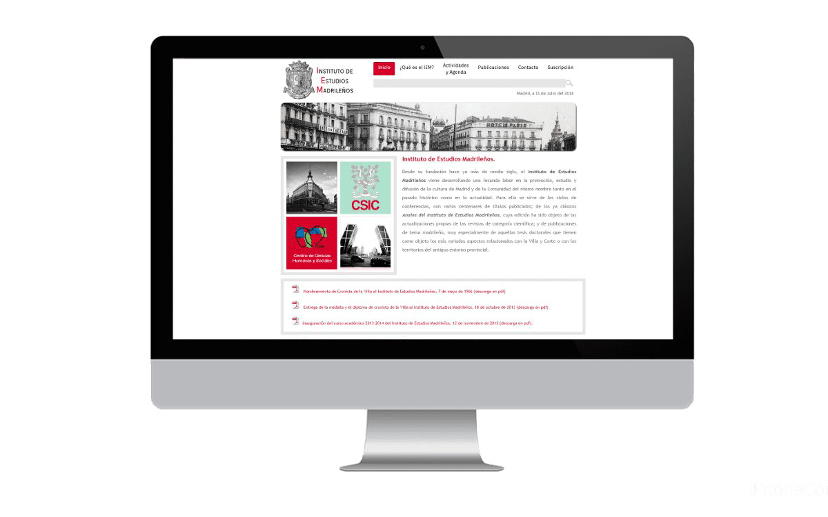 Diseño página web para el Instituto de Estudios Madrileños