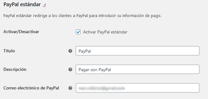 Configuración Paypal en WooCommerce