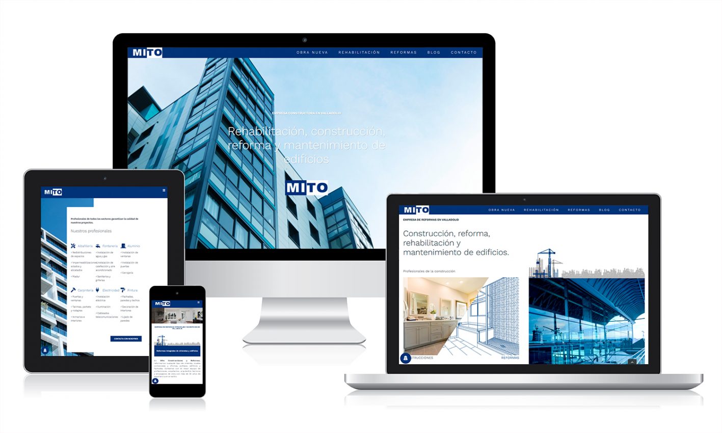 Diseño web para Mito Construcciones, en Valladolid